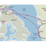 Map of Arctic Cruise Itinerary from Greenland to Canada