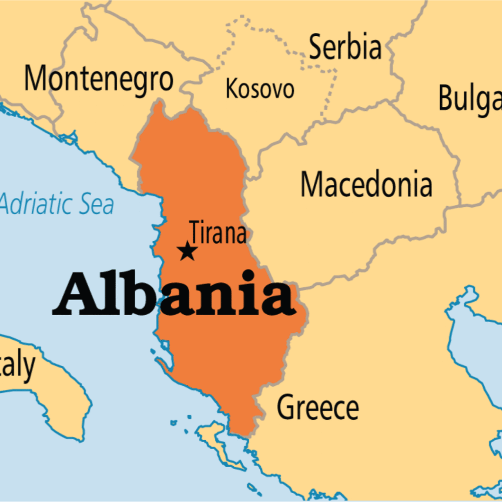 Map of Albania, an ocean cruise port