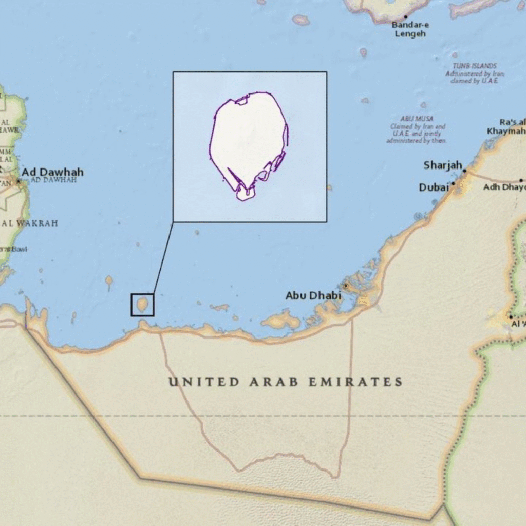 Map of Sir Bani Yas, United Arab Emirates ocean cruise port